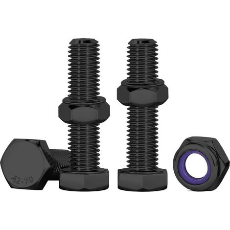 Drenky Boulons Et écrous M6, 10 Pcs Noir Boulons à Six Pans Avec écrous Assortiment M6 X 25mm Acier Inoxydable Vis Inox Et écrous Pour Meubles, Voitures, Vélos, Bateaux, Impression 3D (1/5)