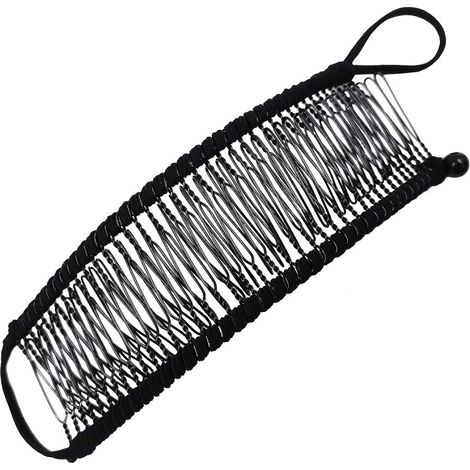 Pinza para el cabello tipo banana extensible, peine doble, accesorio para el cabello, para cabello grueso y elástico, 40 dientes, pinzas negras para el cabello para mujer
