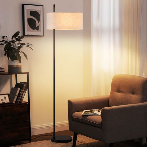 Stehlampe Wohnzimmer GBLY Stehleuchte Vintage - 154cm Schwarz Stehlampen Stoffschirm E27 Retro Industrial Stehlampen mit Fußschalter Standlampe für Schlafzimmer Tageslichtlampe (ohne Leuchtmittel) (1/5)