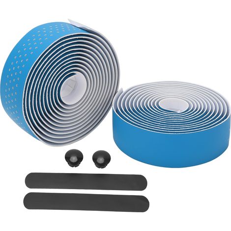 Ruban de guidon antidérapant pour vélo de route, avec embouts et design bleu, pour une prise en main sécurisée (1/5)