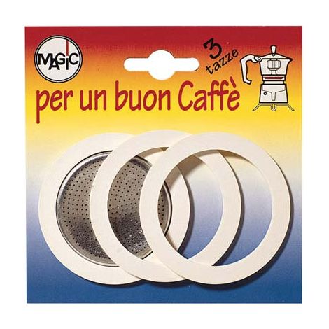 GUARNIZIONE + FILTRO MOKA - TAZZE 3 CF=PZ 3+1 FILTRO- 12 confezioni