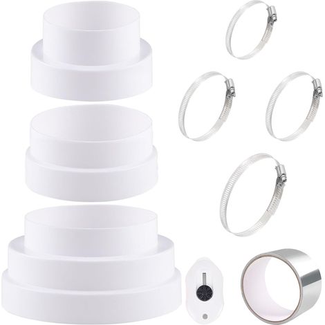 Raccord de réduction universel Ø80-150mm Réducteur de 80-100 mm 100-120mm 120-140-150mm Avec colliers de serrage en acier inoxydable Bande en aluminium ABS Pour système de ventilation (1/5)