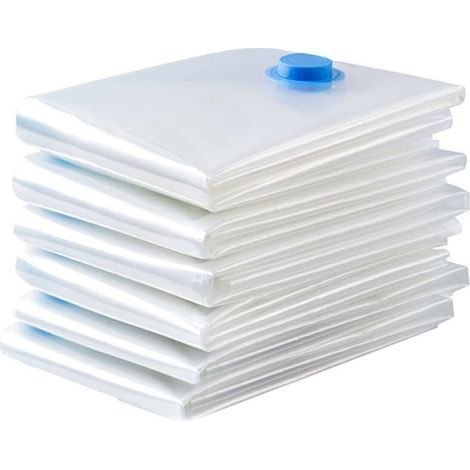6 Pièces 70x50cm Sac de Compression Housse Aspirable Rangement Réutilisables pour Matelas, Tente, Couettes, Literie, Oreillers (1/4)