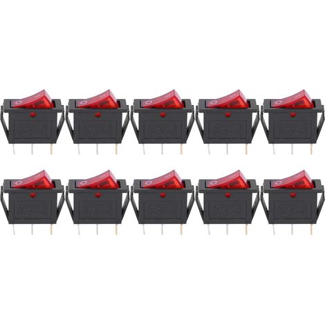 10 pièces interrupteur à 3 broches interrupteur à bascule lumière rouge 2 positions KCD3 accessoires pour appareils ménagers (1/5)
