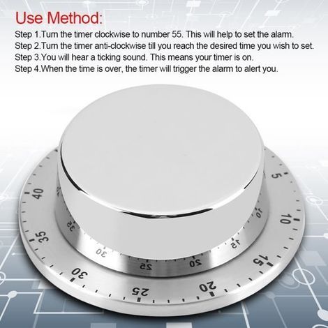 Timer meccanico, timer da cucina manuale con base magnetica, strumento per il conto alla rovescia in cucina (1/4)