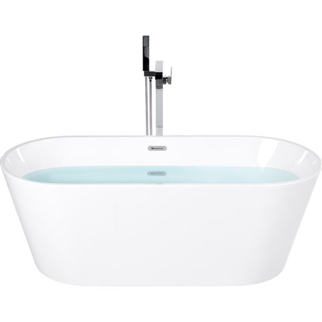 Bañera de acrílico blanco plateado 170 cm sanitario independiente moderno Havana
