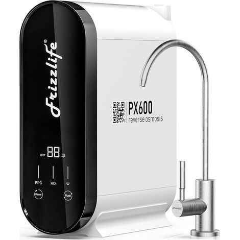 Système d'osmose inverse, 600 GPD, système de détartrage RO, filtre à eau sous évier 2:1, pur pour le drainage, réduit les TDS, sans réservoir, sans BPA, PX600 (1/5)