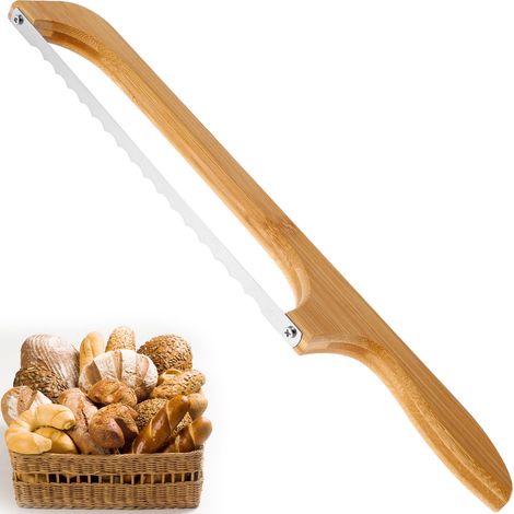 Couteau À Pain À Dents - Lame En Acier Inoxydable - Poignée En Bois - Pour Bagels Et Pains Fais Maison - 40 Cm - 1 Pièce (1/5)