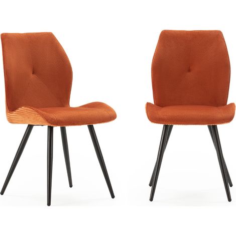 CALICOSY - Lot de 2 chaises en tissu avec pieds en métal noir L45 cm - ADAYA