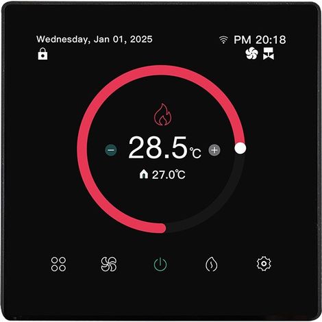 Tuya Termostato Smart Zigbee per Fan Coil 2 Tubi Controllo Ventola 0-10V e Valvola 0–10V Nero (1/5)