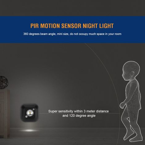 Kabellose LED-Schrankleuchte mit Infrarot-Bewegungsmelder, schwarz, batteriebetrieben, Ankleidezimmer- und Kleiderschrankbeleuchtung, Mini-Nachtlicht mit integrierter Stromversorgung. (1/3)