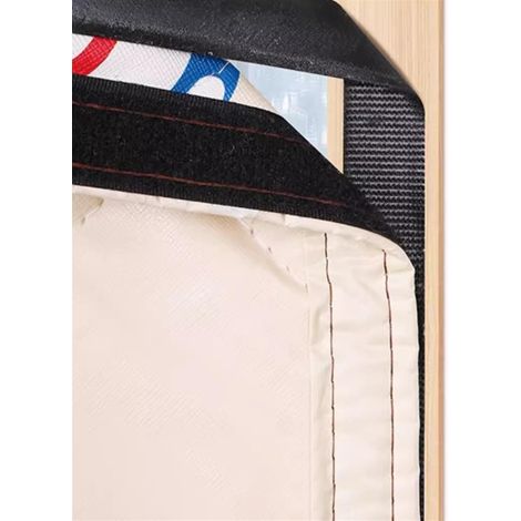 Rideau de porte magnétique isolant thermique avec fenêtres en plastique transparent, coupe-vent, épais, moustiquaire d'hiver temporaire, pour terrasse, marron, convient aux portes de 84 x 206 cm (33 x (1/2)