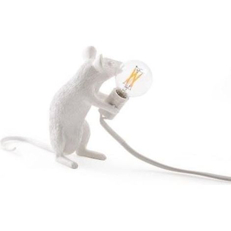 Lampe de table en résine Seletti Souris assise blanche 5 x 15 x 12,5 cm