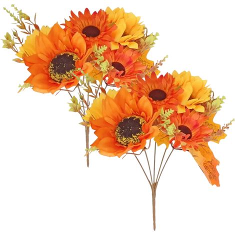 Décoration de fleurs artificielles d'automne avec tournesols, bouquet de tournesols artificiels d'automne, fleurs artificielles, fleurs d'automne, bouquet de fleurs artificielles, fleurs en soie pour (1/5)