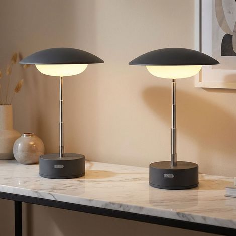 2x lampada da tavolo ricaricabile a batteria dimmerabile Lampada da tavolo a LED regolabile in altezza antracite H 26 cm (1/5)