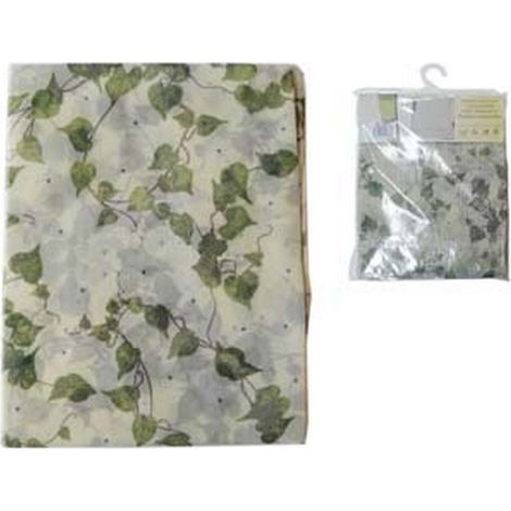 1PZ TENDA ZANZARIERA DISEGNO EDERA CM.140X250H. VERDE - beige con disegno verde