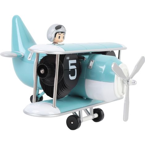 Retro 12-Hour Airplane Rocking Clock, Battery Powered, Automatic Rocking Desk Clock with Non-Slip Base for Living Room, Bedroom, Study (1/5)