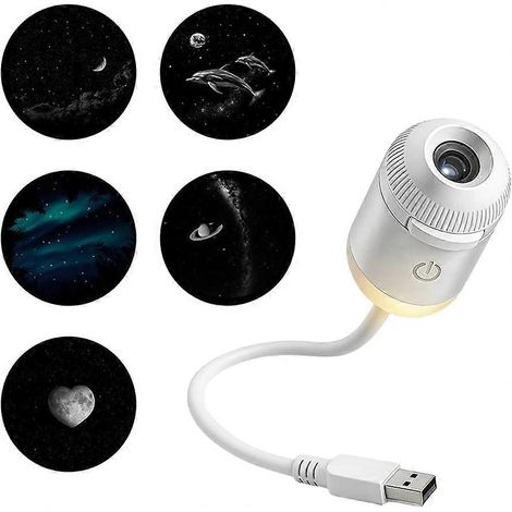Projecteur Enchanti Nook 2-en-1, veilleuse galaxie, projecteur d'étoiles USB à luminosité réglable, mini projecteur galaxie pour lit (1/5)