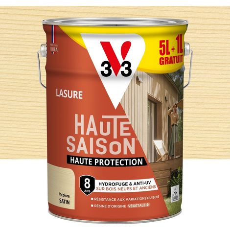 V33 High Season Tinte para madera satinado incoloro de 8 años 5L + 20% gratis V33