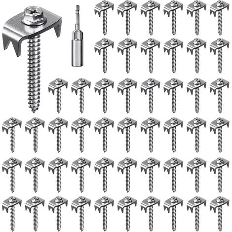 Lot de 50 clous de clôture réutilisables en acier inoxydable pour treillis métallique et clôture tissée, fixations de clôture avec fixateur de fil (1/5)