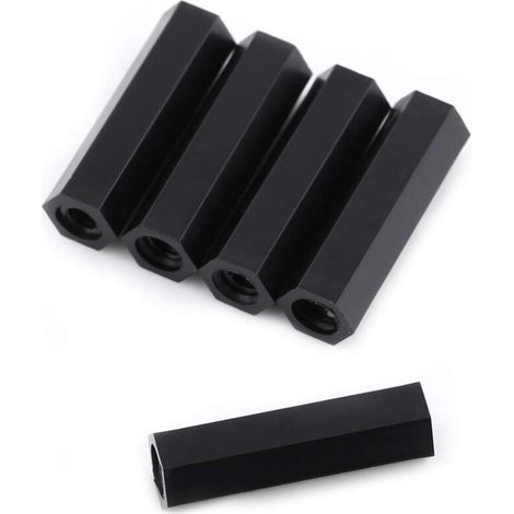 100 pièces noir PA66 M3 femelle x M3 femelle entretoise filetée hexagonale entretoise (M3 25) (1/3)