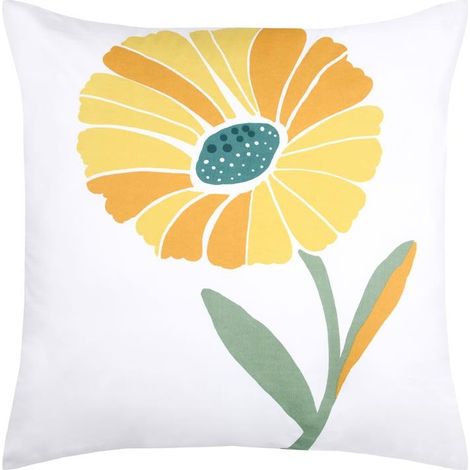 Taie d'oreiller percale de coton motif floral 63x63cm (1/3)