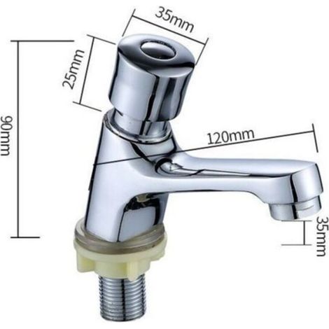 Robinet temporisé chromé fermeture automatique économie d'eau (1/5)