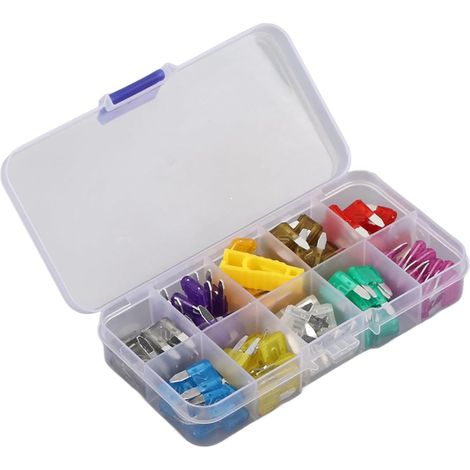100 Pcs Automotive Blade Kit, Standard Assortment Fuses Mini Zinc Alloy Mini Fuse 2a 3a 5a 7 10a 15a 20a 25a 30a 35a Truck (1/5)