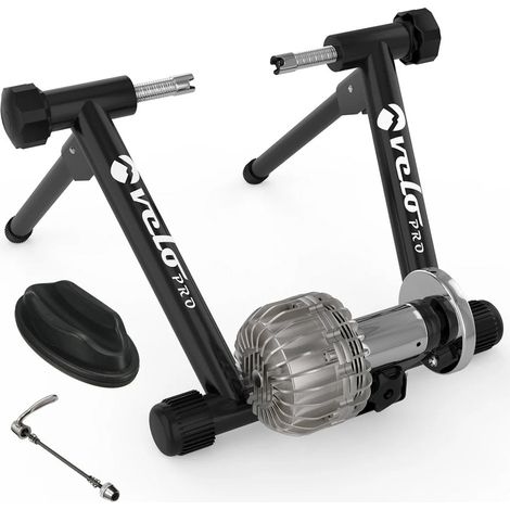 Support d'Entraînement pour Vélo en Noir à Résistance Fluide 6 Niveaux de Résistance Cadre Pliable Compatible avec Vélos à Roulettes de 26 à 29 Pouces et 700C Support de Stabilité