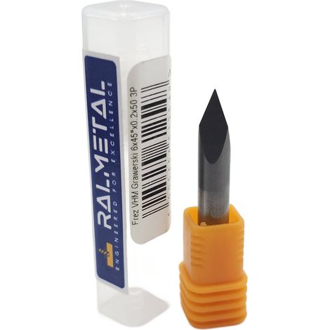 V-förmiger Vollhartmetall-Gravierfräser 6 x 45° x 40 x 0,2 mm 3P (1/5)