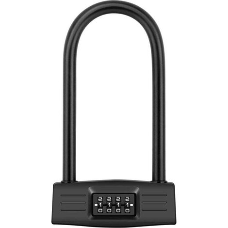 Antivol de vélo U, Serrure de vélo, Cadenas de Vélo,Combinaison de Scooter Robuste Motos de Passe Verrouillage,Serrure de Porte (1/4)