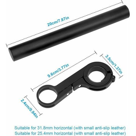 Extension de guidon de vélo, 20 cm multifonction double rallonge de guidon de vélo en alliage d'aluminium support extension support de lampe de poche accessoires de vélo
