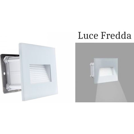 Segnapasso led 4w luce fredda rettangolare bianco cornice vetro faretto interno (1/5)