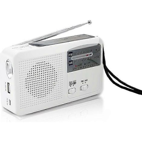 Radio d'urgence à énergie solaire et à manivelle, autonome, batterie rechargeable par USB (1/3)