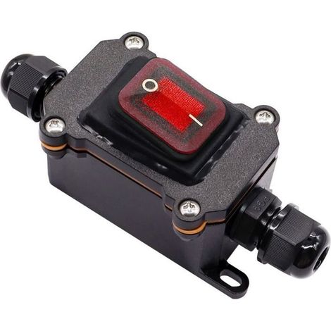 IP67 Interrupteur de câble étanche interrupteur de ligne On/Off 4 Bornes DPST Interrupteur d'extérieur 220V AC avec LED (1/4)