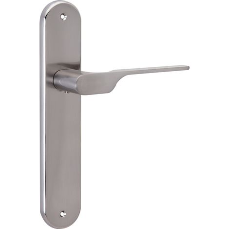 Manilla puerta zamak níquel satinado placa oval modelo 640 250x47mm (1/5)