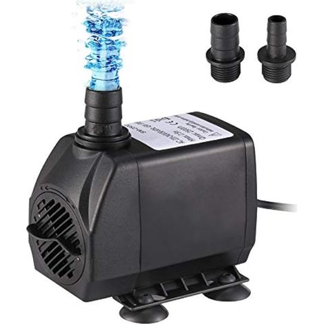 Pompe à eau submersible 4000 L/h 80 W pour fontaine d'aquarium avec 4 buses, hauteur de refoulement 4 m