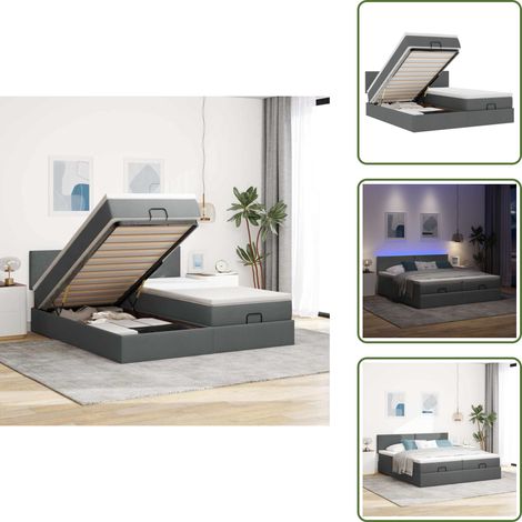 Coprimaterasso lavabile - vidaXL Struttura Letto Pouf con Materassi 160x200 cm in Tessuto - Luci a LED