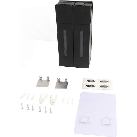 Distributeur de savon pour les mains 400 ml x 2, en ABS sûr, fixation murale sans perçage, avec fenêtre transparente pour séparer les compartiments. (1/4)