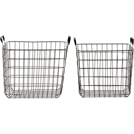 Premier Housewares Black Wire Storage Baskets � Set of 2 (1/3)
