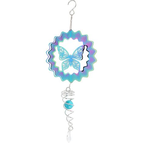 Wind Spinner Gradient Color Decorative Metal 3D Wind Spinner Sculpture with Ball Spiral Tail for Garden Balcony Window (1/5)
