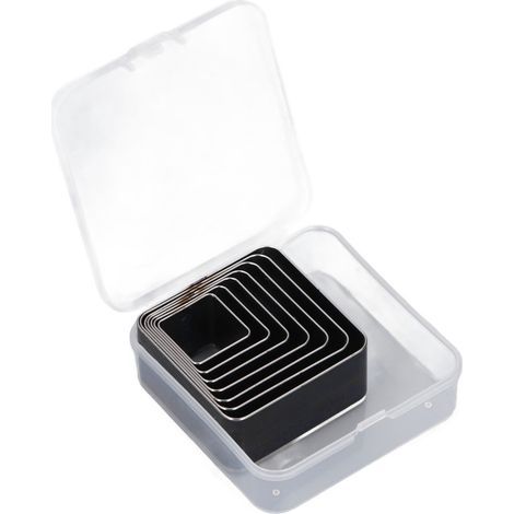 Lederstanzstempel-Set, 7-teilig, rechteckiger Stempel aus legiertem Stahl, Seitenlänge 20 25 30 35 40 45 50 mm (1/5)