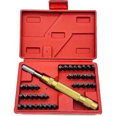 Green Mobility-Lettre à frapper, kit de 38 lettres et chiffres à frapper en acier avec poinçon à frapper automatique de 3 mm (1/4)