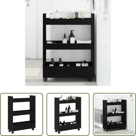 Rangement cuisine - Chariot de Rangement Étroit Chêne noir 60 x 22 x 80 cm (1/5)