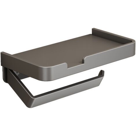 Porte Papier Toilette,PortePapier Toilette sans Perçage avec Étagère,Porte Rouleau Papier Toilette Adhésif,Rouleau avec Etagère Bambou Distributeur Papier WC Support Mural pour Salle De Bain (1/5)