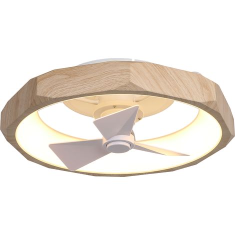 Parrot Uncle 50 cm LED-Deckenventilator mit Beleuchtung, leiser Betrieb, dimmbar, Umkehrfunktion, 3 Farbtemperaturen, 6 Geschwindigkeiten, Fernbedienung, Holzoptik