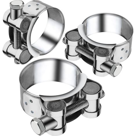 Collier Echappement 23-25mm Manchon Echappement 3 Pièces Collier de Serrage Inox D'échappement Pinces Turbo Collier Echappement Moto Tuyaux Gaines Ventilation pour Accessoires de Tuyaux D'échappement (1/5)