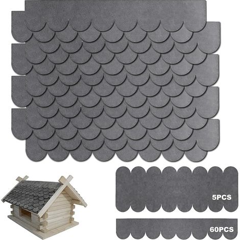 Bitumen Roof Shingles, Mini Self Adhesive Roof Shingles for Cabin Roof, Garden Shed or Nest Box (Grey) (1/5)