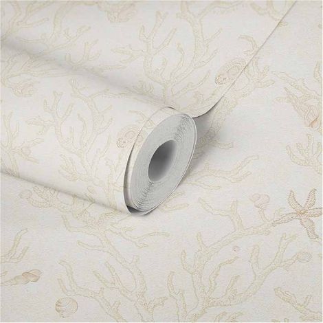 Papier peint bureau motif corail Tapisserie beige style marin pour salle de bain Papiers peints motif moderne pour cuisine (1/5)