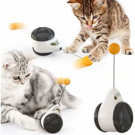 Jouet interactif pour chat - balançoire équilibrée - Balle rotative à 360 degrés - Avec herbe à chat - Stimule l'instinct de chasse attrayant - Jouet d'Entraînement pour chat-Fei Yu